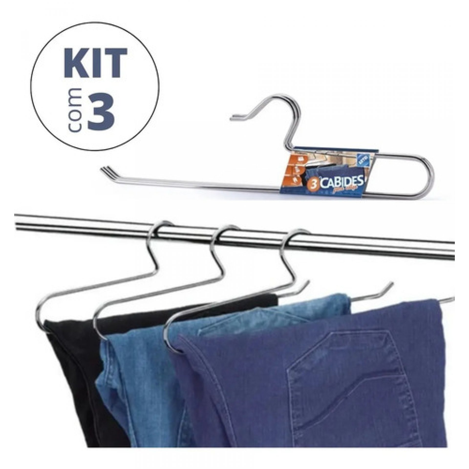 PERCHA PARA PANTALONES CROMADA X 3