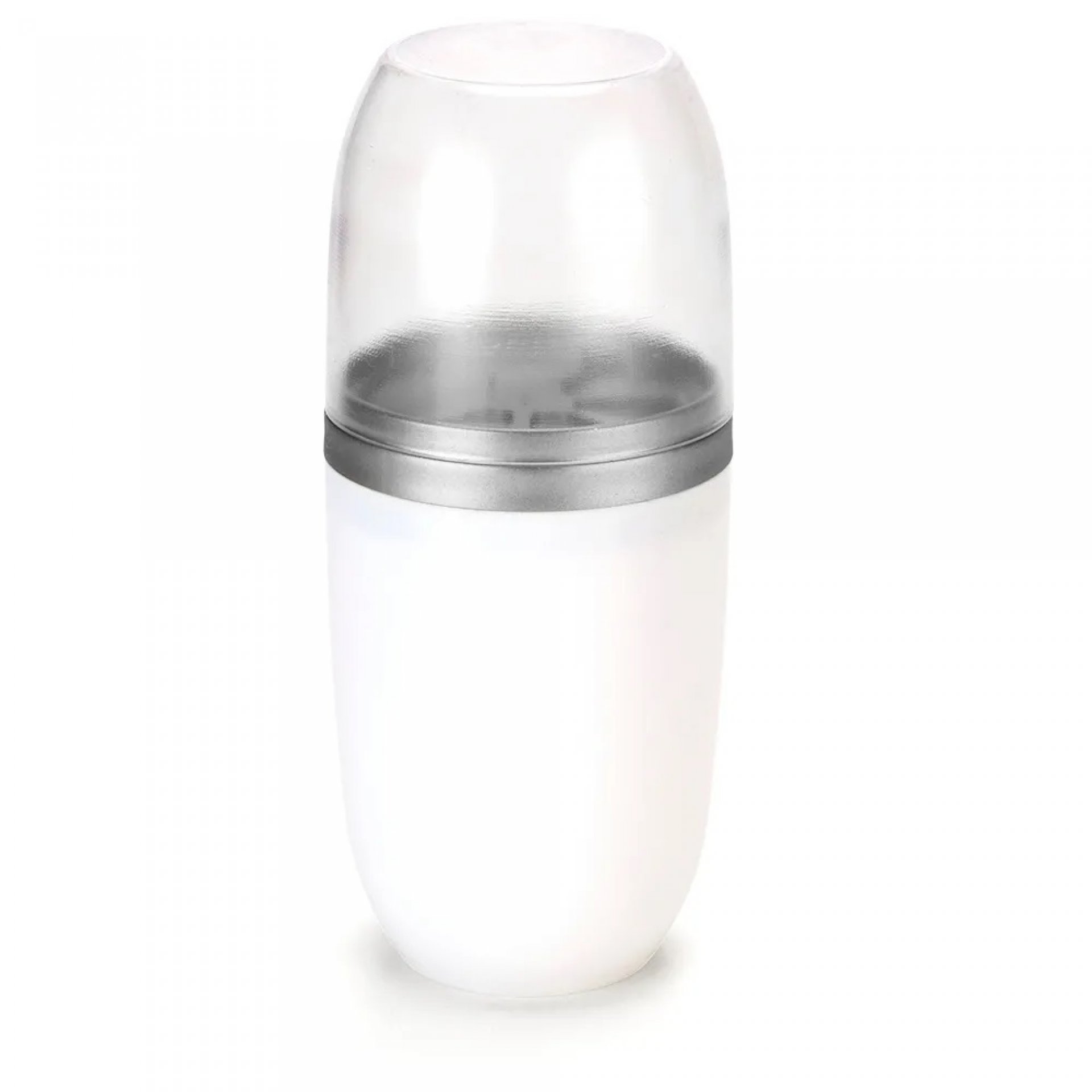 PORTA CEPILLO CON TAPA TRANSPARENTE (BLANCO / PLATEADO)