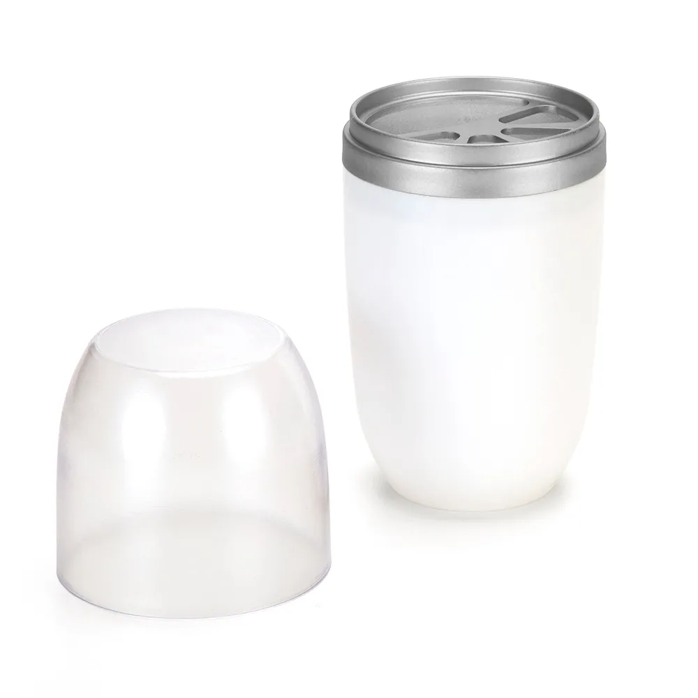 PORTA CEPILLO CON TAPA TRANSPARENTE (BLANCO / PLATEADO)
