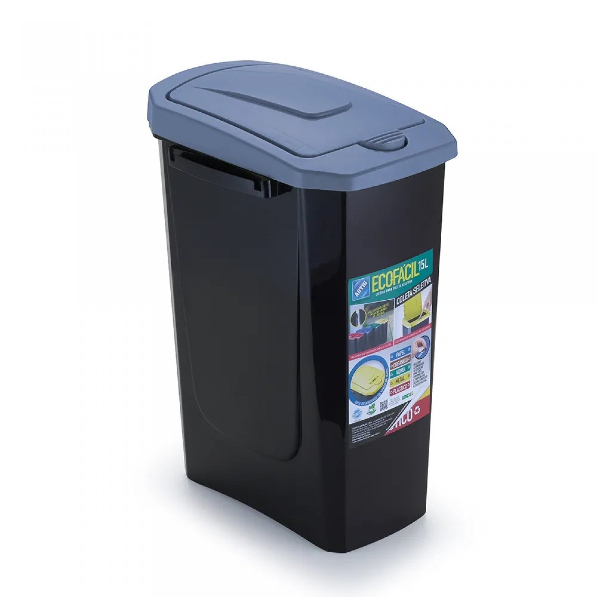 CESTO CON TAPA Y BOTON 15 LT