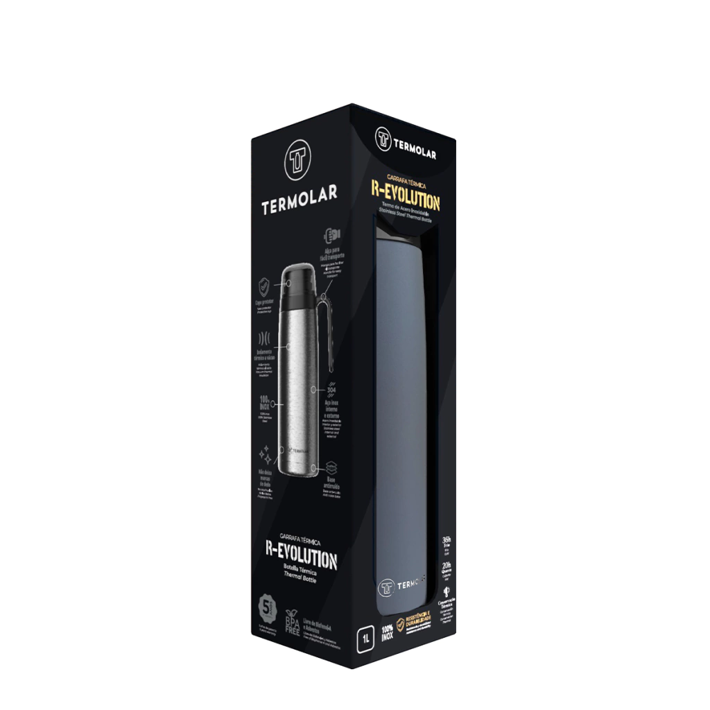 TERMO R-EVOLUTION 1 LT GRIS PLOMO (ACERO INOX)