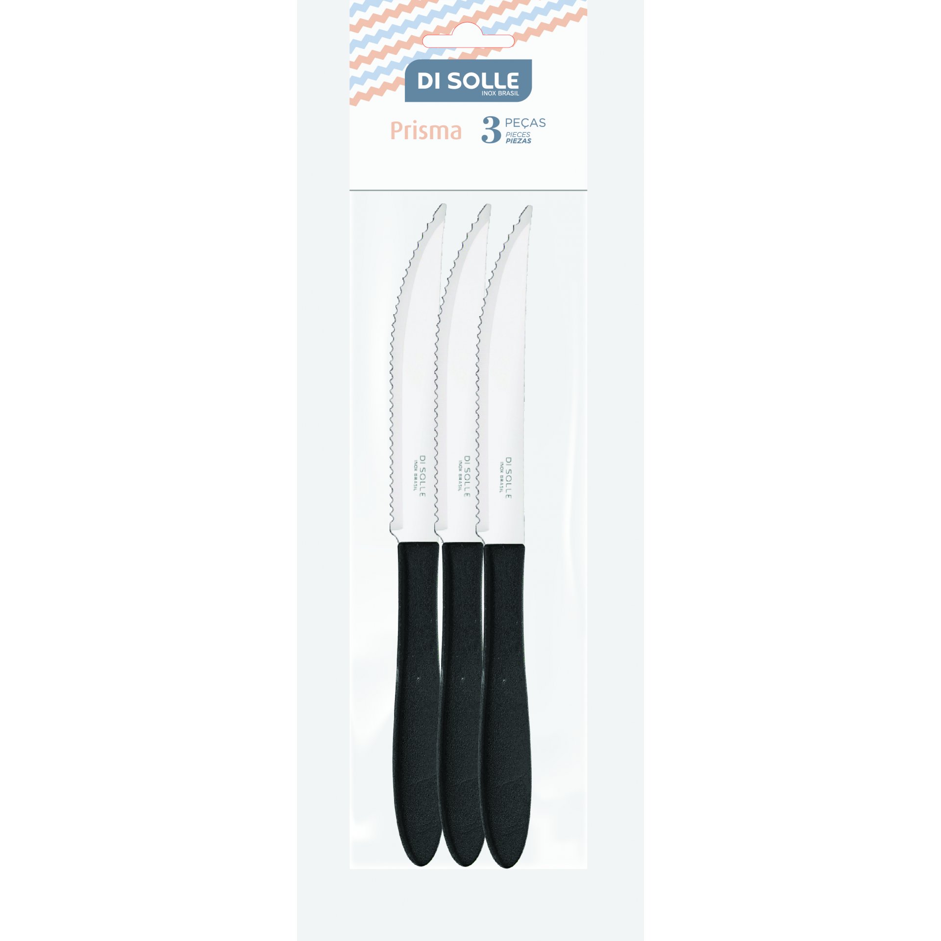 CUCHILLO DE CARNE X 3 NEGRO PRISMA