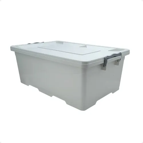 CAJA ORGANIZADORA BLANCO APILABLE 55 LT CON RUEDAS (62X40X33)