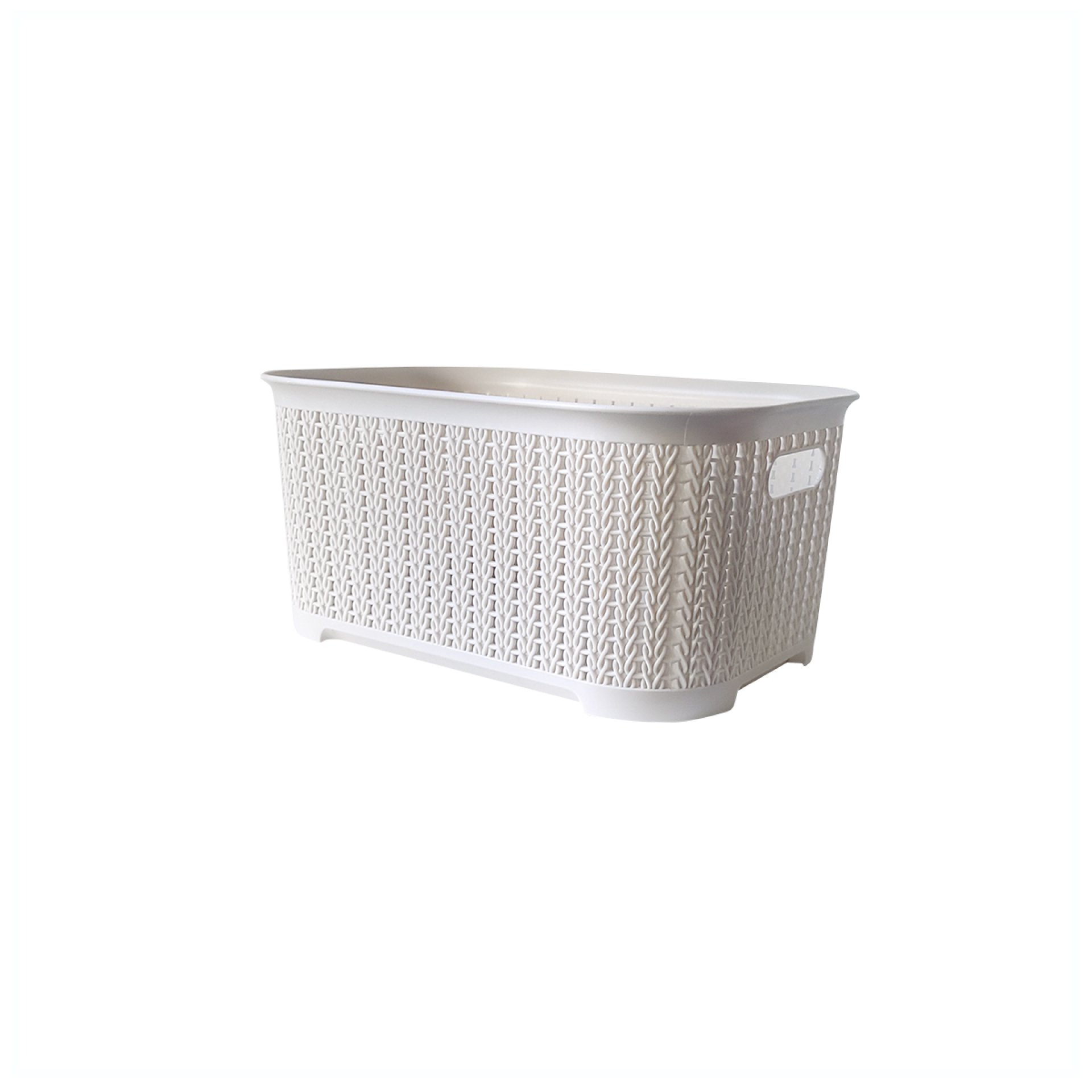 CANASTA RATTAN GRANDE SIN TAPA 34 LT (54 X 35 X 29) BLANCO TIZA