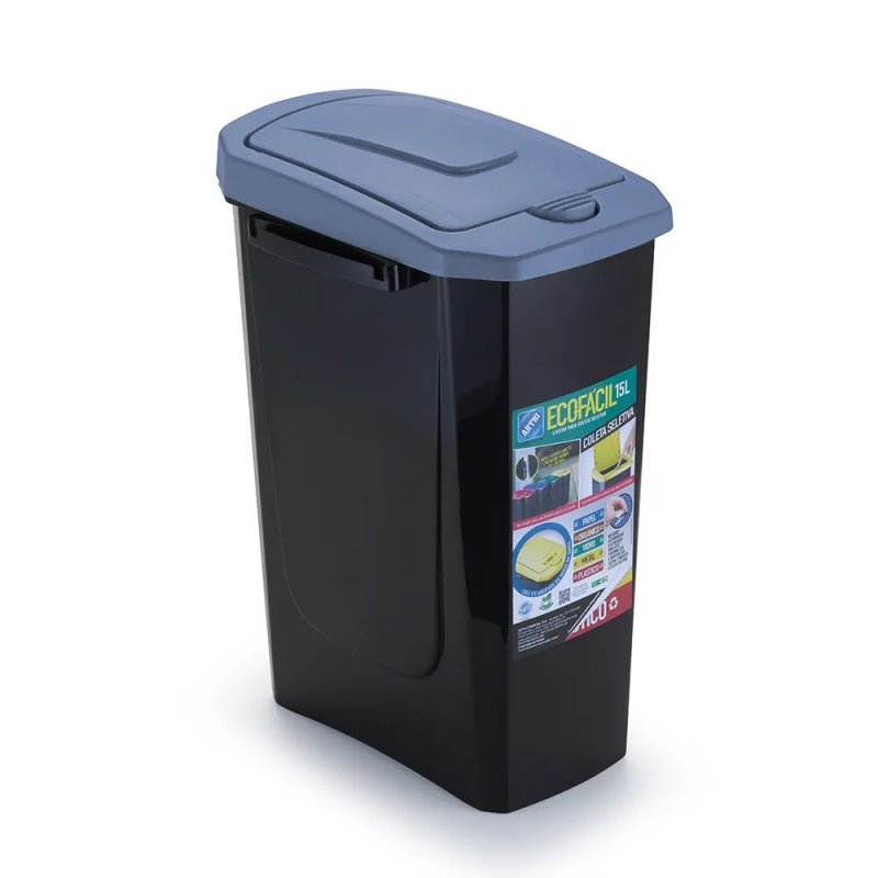 CESTO CON TAPA Y BOTON 15 LT